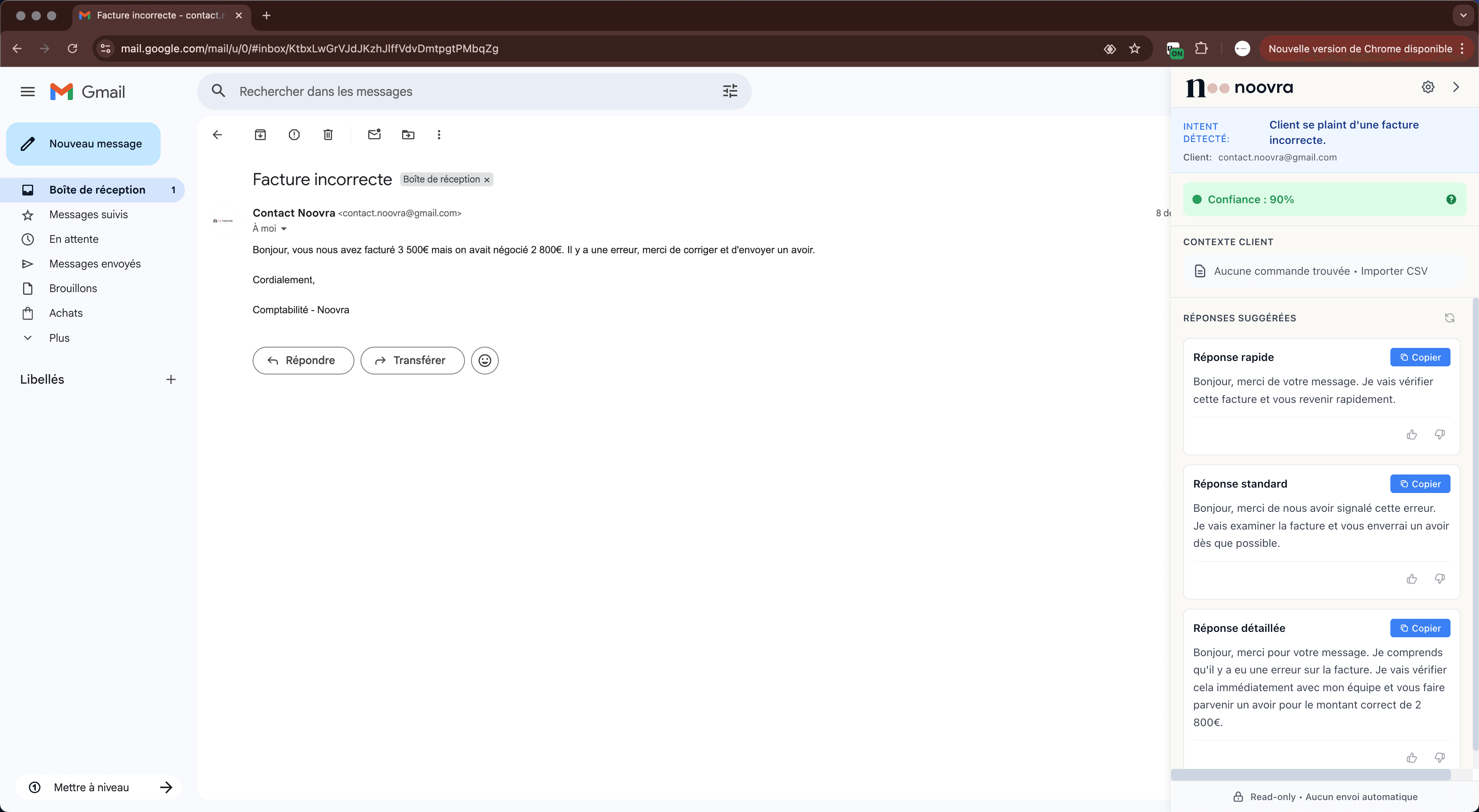 Noovra extension in Gmail